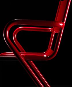 Sedia V12 rosso PF sfondo in metallo per ristoranti e bar